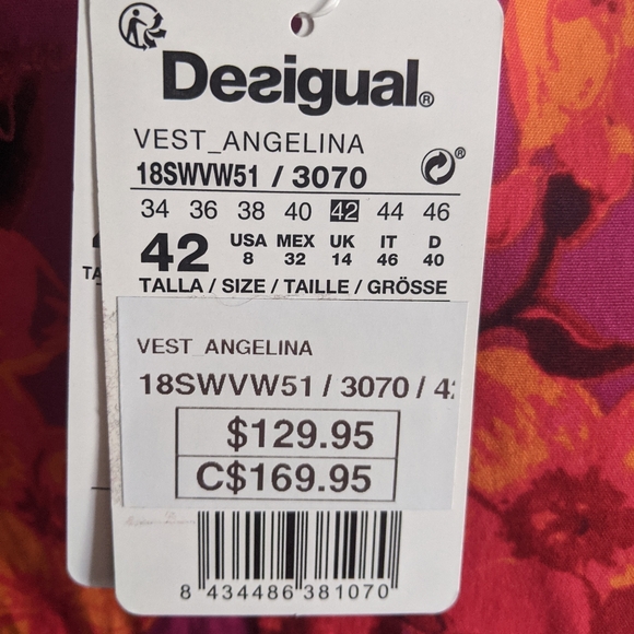 NWT Desigual Floral Shift Dress Size 42 - Picture 3 of 3